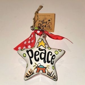 PEACE WHITE STAR PUFF ORNAMENT